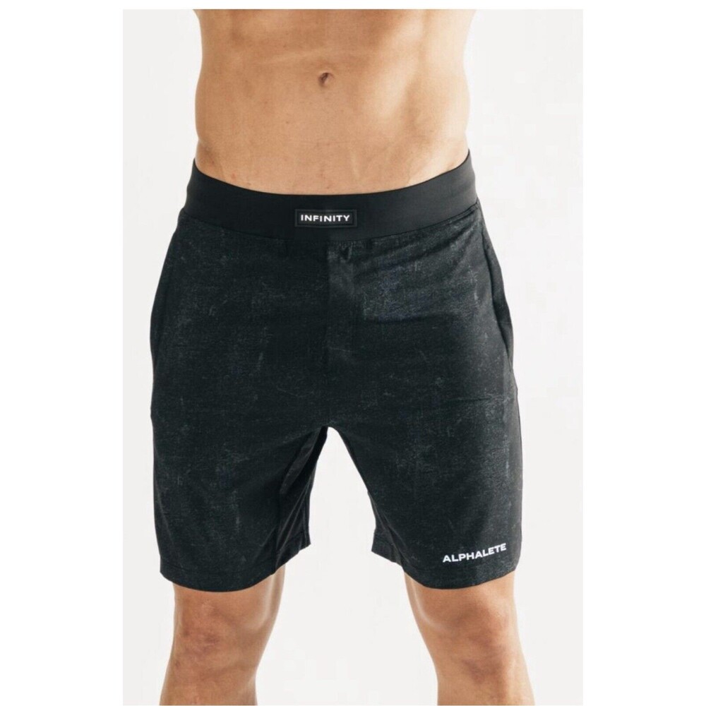 Alphalete Men's Infinity Short Long- Static Noise , Size Medium